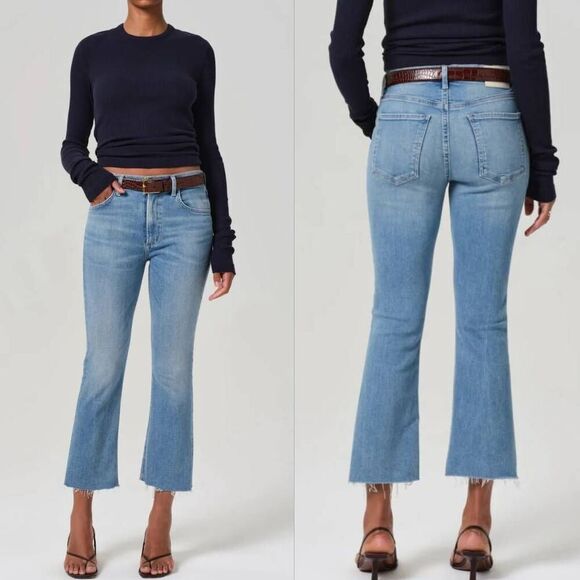 Citizens of Humanity Isola Cropped Bootcut Jeans Women's 27 Blue Denim Stretch - Picture 1 of 8